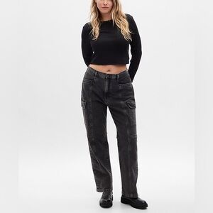 GAP Black Washed Cargo Jeans